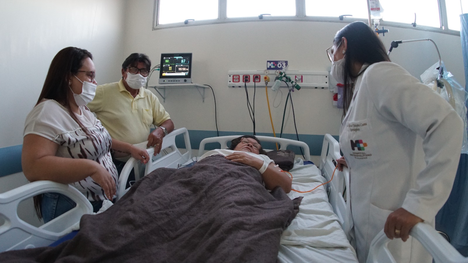 Paciente Maria do Carmo está recebendo tratamento na Unidade de AVC do Hospital Metropolitano Paciente Maria do Carmo está recebendo tratamento na Unidade de AVC do Hospital Metropolitano