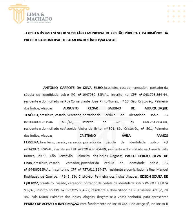 Fac simile de uma das petições encaminhadas à gestão de Julio Cezar Fac simile de uma das petições encaminhadas à gestão de Julio Cezar
