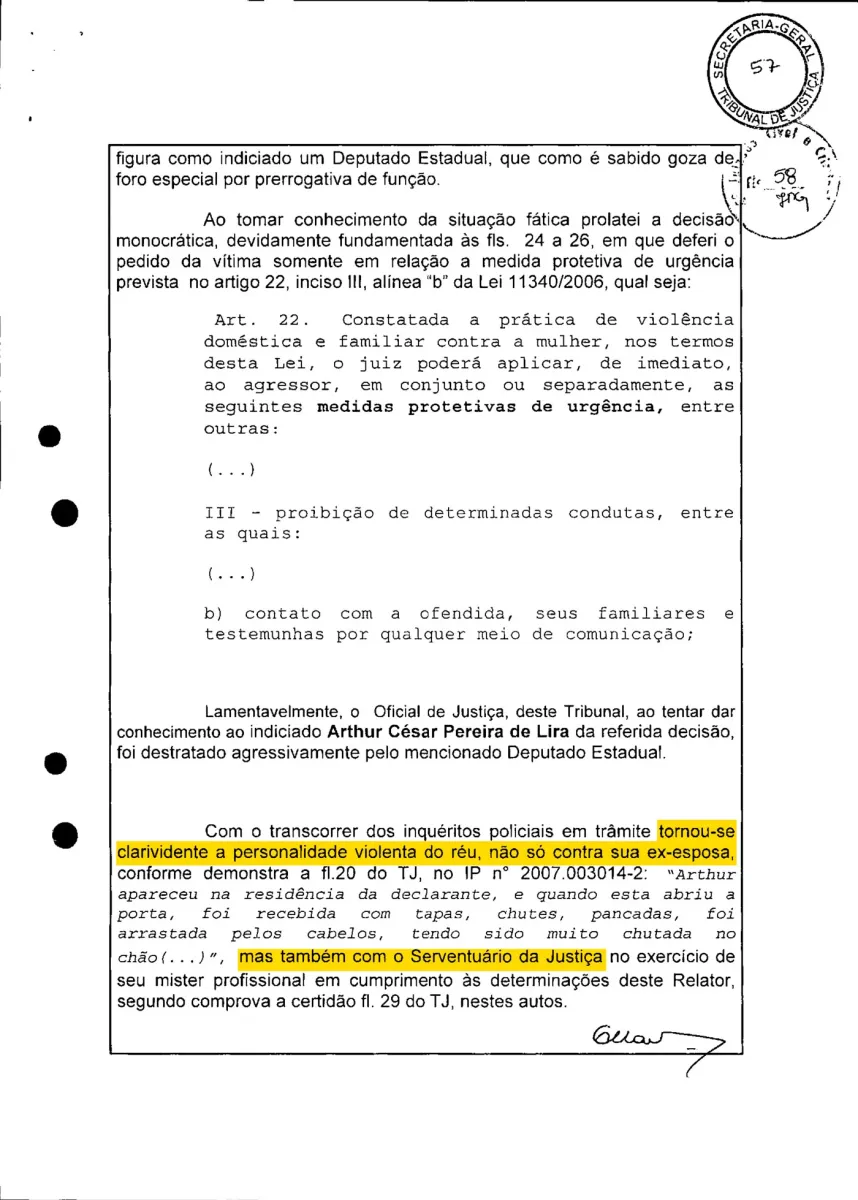 Segundo desembargador, Lira tentou paralisar a ação da Justiça Segundo desembargador, Lira tentou paralisar a ação da Justiça
